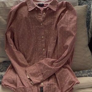 Large; Tommy Hilfiger Red and White Button Down.